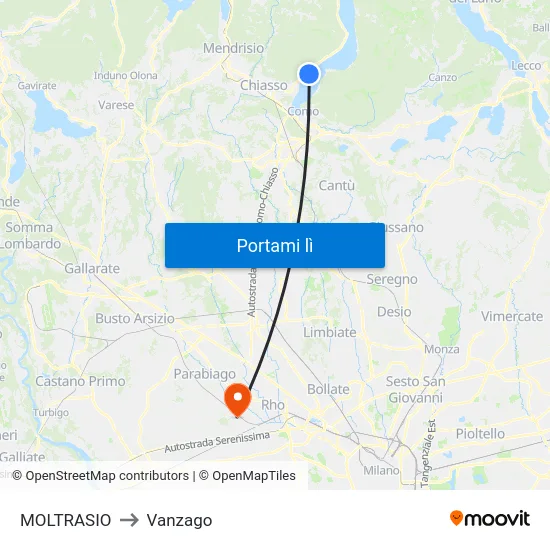 MOLTRASIO to Vanzago map