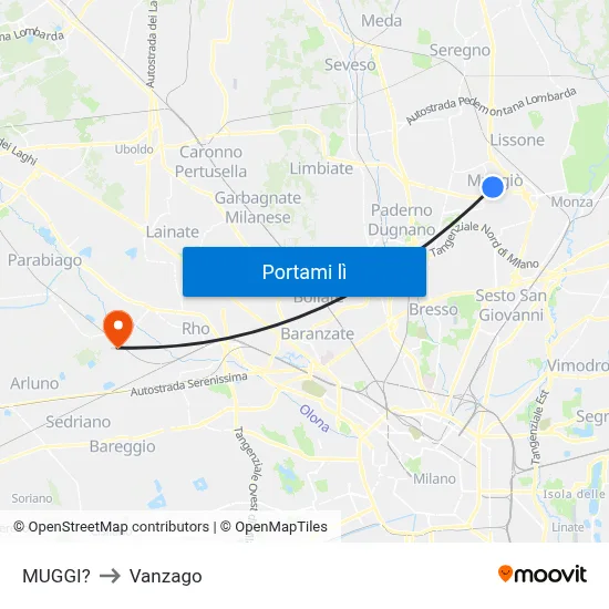 MUGGI? to Vanzago map
