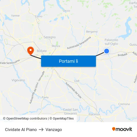 Cividate Al Piano to Vanzago map