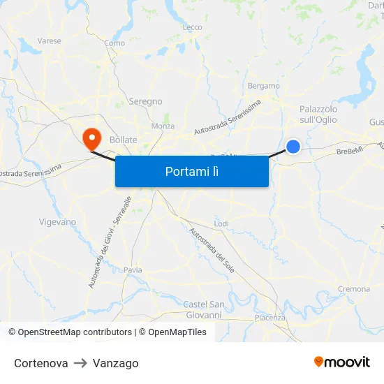 Cortenova to Vanzago map