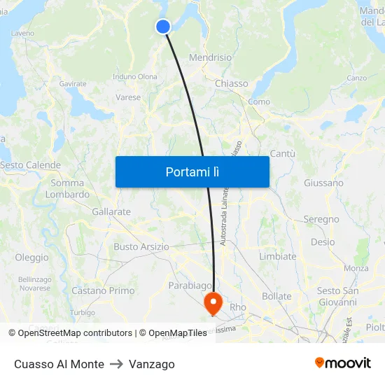 Cuasso Al Monte to Vanzago map