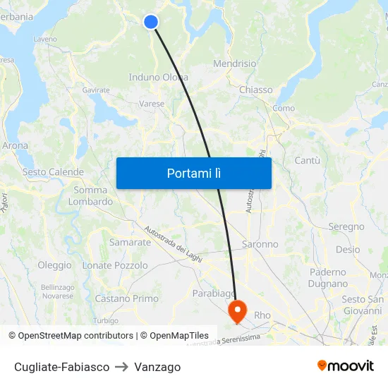 Cugliate-Fabiasco to Vanzago map