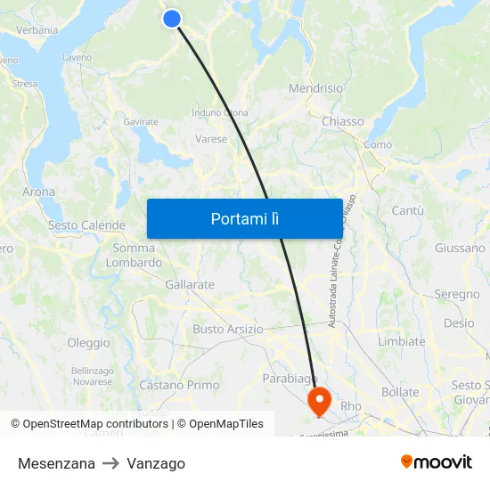 Mesenzana to Vanzago map