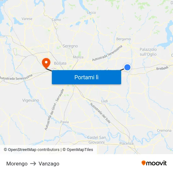 Morengo to Vanzago map