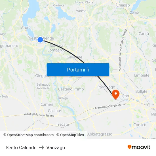 Sesto Calende to Vanzago map