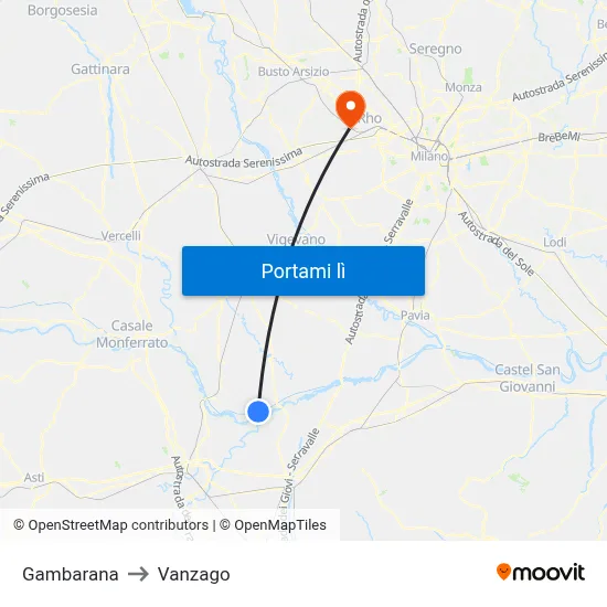 Gambarana to Vanzago map