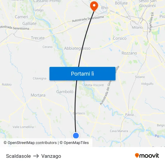 Scaldasole to Vanzago map