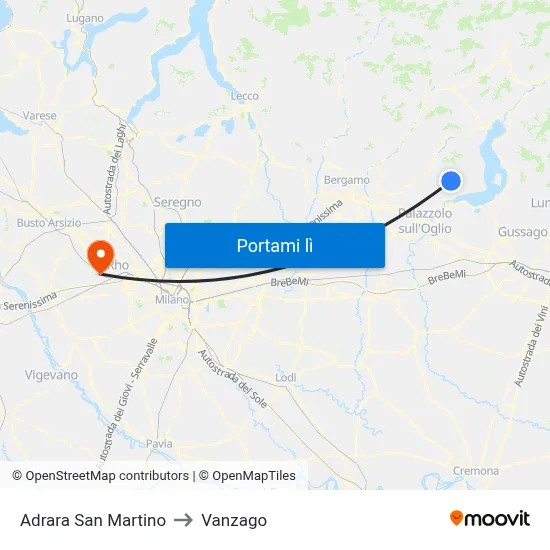 Adrara San Martino to Vanzago map
