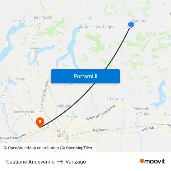 Castione Andevenno to Vanzago map