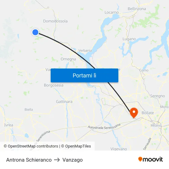 Antrona Schieranco to Vanzago map