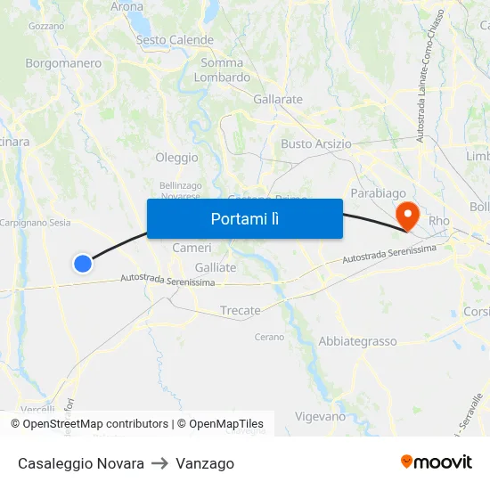 Casaleggio Novara to Vanzago map