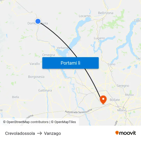 Crevoladossola to Vanzago map