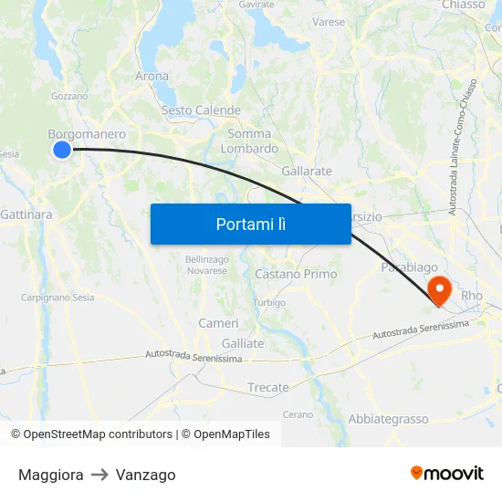 Maggiora to Vanzago map