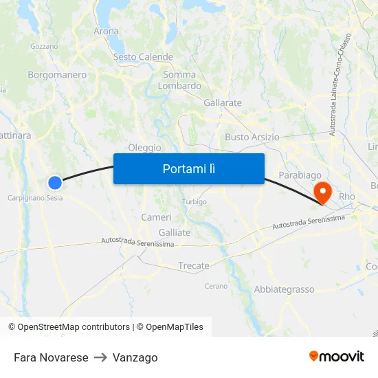 Fara Novarese to Vanzago map
