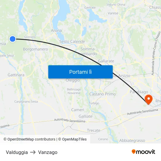 Valduggia to Vanzago map