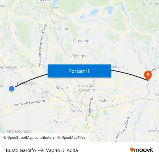Busto Garolfo to Vaprio D' Adda map