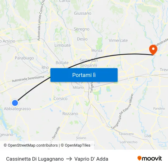 Cassinetta Di Lugagnano to Vaprio D' Adda map