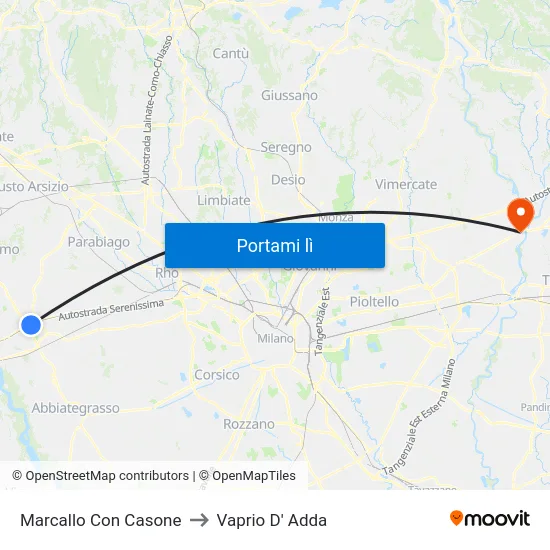 Marcallo Con Casone to Vaprio D' Adda map