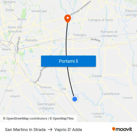 San Martino In Strada to Vaprio D' Adda map