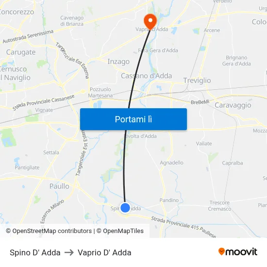Spino D' Adda to Vaprio D' Adda map