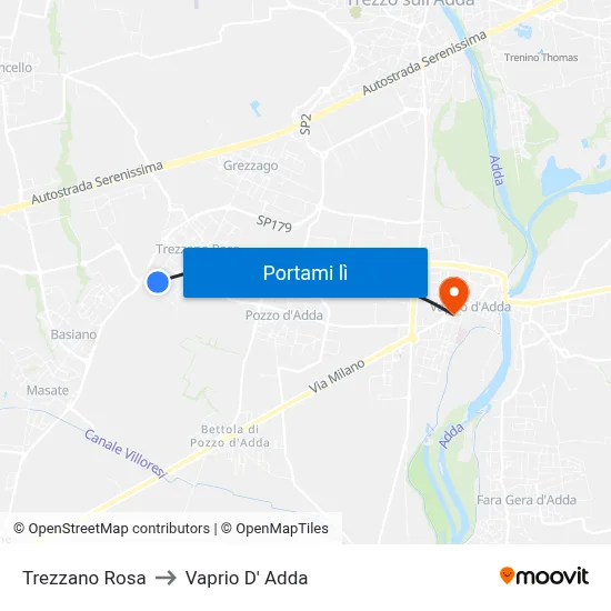 Trezzano Rosa to Vaprio D' Adda map