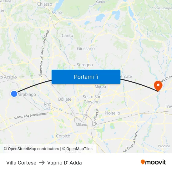 Villa Cortese to Vaprio D' Adda map