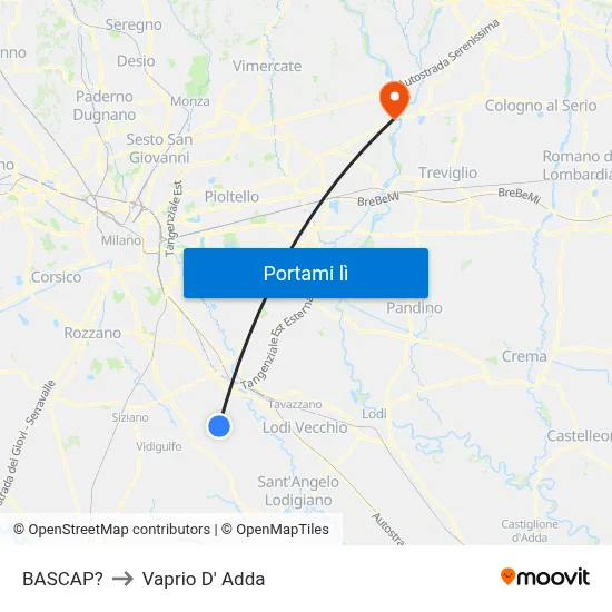 BASCAP? to Vaprio D' Adda map