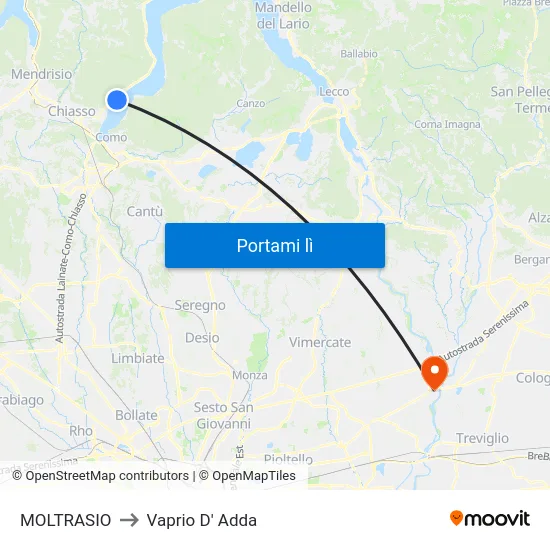 MOLTRASIO to Vaprio D' Adda map