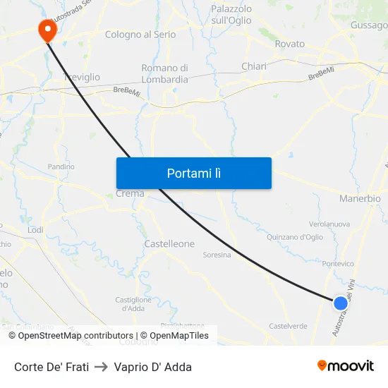 Corte De' Frati to Vaprio D' Adda map