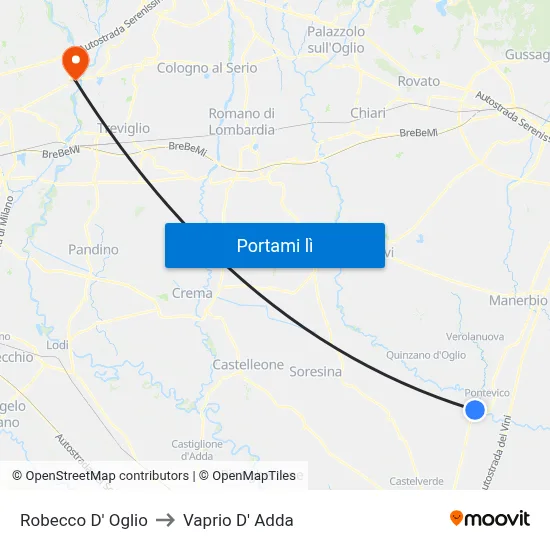 Robecco D' Oglio to Vaprio D' Adda map