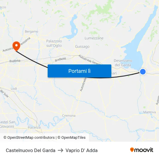 Castelnuovo Del Garda to Vaprio D' Adda map