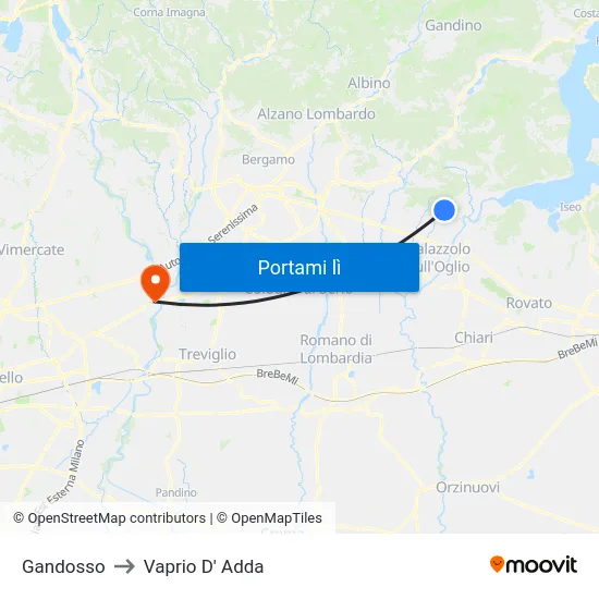 Gandosso to Vaprio D' Adda map