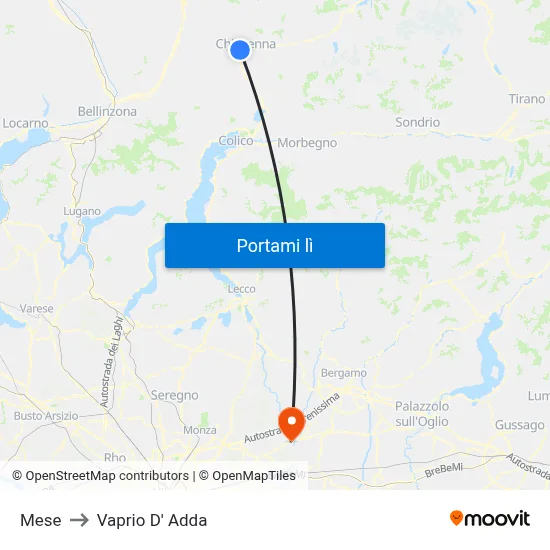 Mese to Vaprio D' Adda map