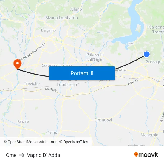 Ome to Vaprio D' Adda map