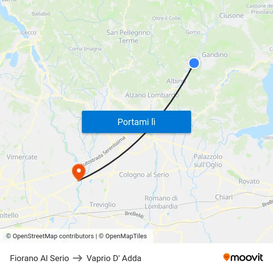 Fiorano Al Serio to Vaprio D' Adda map