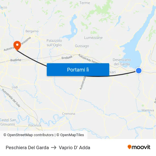 Peschiera Del Garda to Vaprio D' Adda map