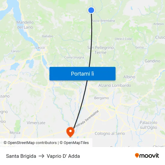 Santa Brigida to Vaprio D' Adda map