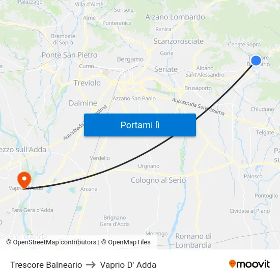 Trescore Balneario to Vaprio D' Adda map