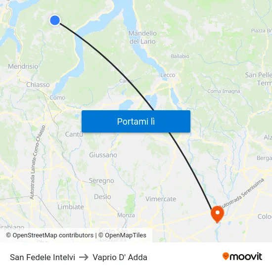 San Fedele Intelvi to Vaprio D' Adda map