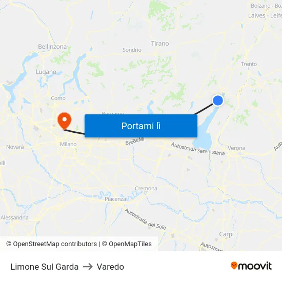 Limone Sul Garda to Varedo map