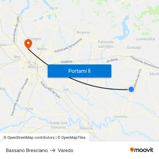 Bassano Bresciano to Varedo map