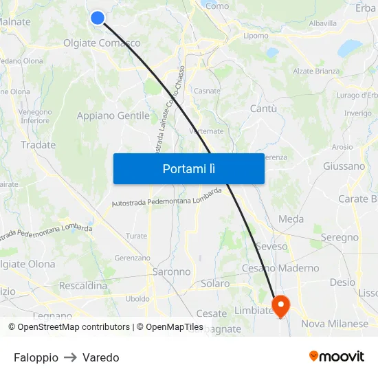Faloppio to Varedo map