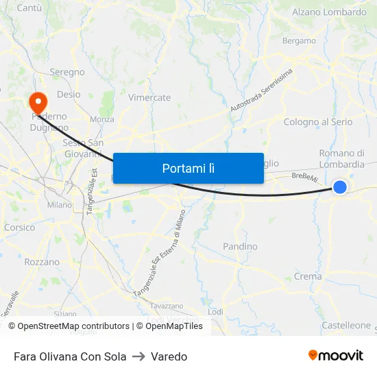 Fara Olivana Con Sola to Varedo map