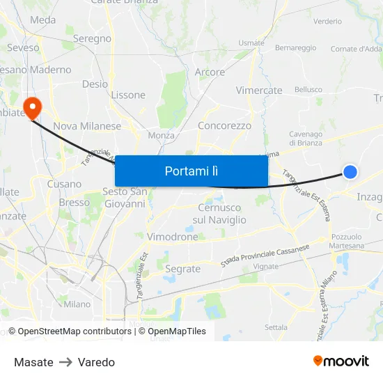 Masate to Varedo map