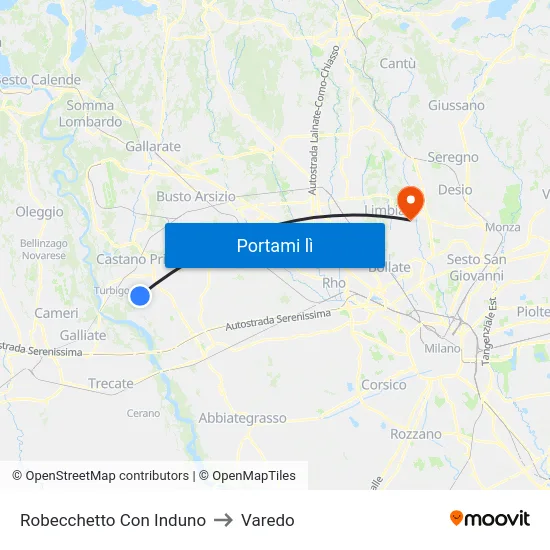 Robecchetto Con Induno to Varedo map