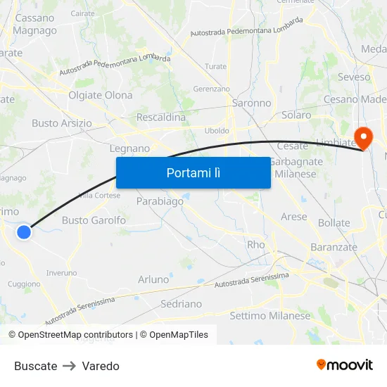 Buscate to Varedo map