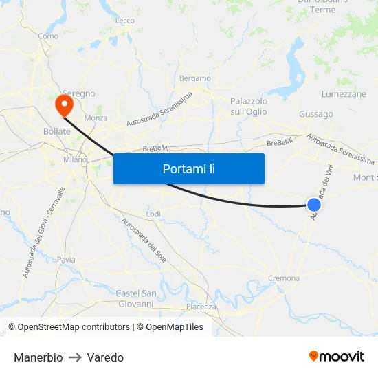 Manerbio to Varedo map