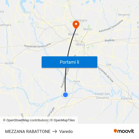 MEZZANA RABATTONE to Varedo map