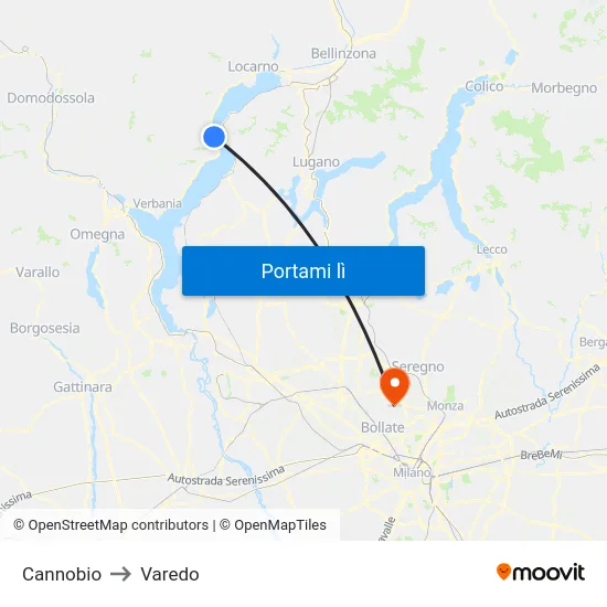 Cannobio to Varedo map