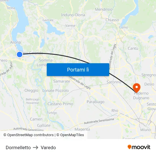 Dormelletto to Varedo map